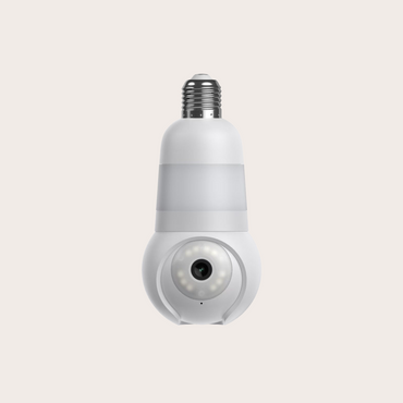 Smart light bulb camera on a white background