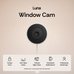 Luna Window Cam on a beige background with features listed below.